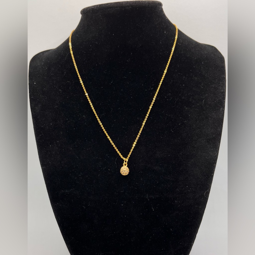 Gold Chain Necklace with Pave Disc Pendant - Women Jewelry